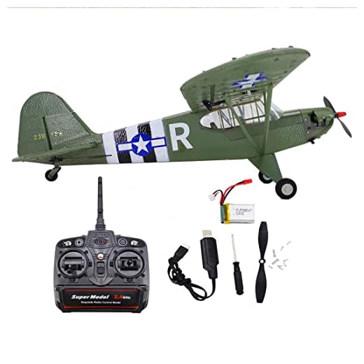 EVAR RC Military Aircraft Modell for J-3 CUB, 2.4Ghz 4CH RC Jet Aircraft with Brushless Motors Fixed-Wing, Remote Control Aircraft for Beginners
