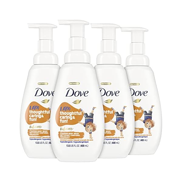 Dove Foaming Body Wash For Kids Coconut Cookie Sulfate-Free Skin Care, 13.5 Fl Oz, Pack of 4