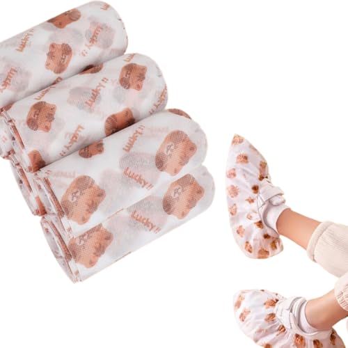 50PCS Cubrezapatos desechables, calzas desechables pies Impresión única de dibujos animados patucos desechables, cubre zapatos desechable talla 14.5x40cm, cubrezapatos desechables sanitarios