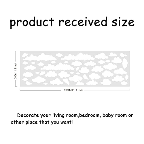 SUPERDANT 48 Pieces White Cloud Wall Decals Stickers Baby Art Girls Vinyl Living Decoration Home Mural Playroom DIY Decor for Nursery Kids Room Bedroom Wall Sticker Vinyl Transfer - Image 2
