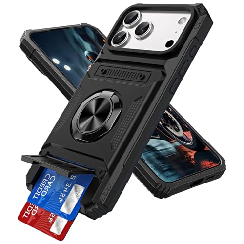 Coque iPhone 2025 Pro Max avec porte-cartes caché et béquille rotative 360
