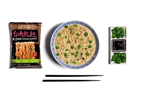 A-Sha Healthy Ramen Noodles, Tainan Noodles With Original Sauce, Vegetarian Noodles, Curly, Thin Noodles, 1 Bag, 5 Servings #TOP2