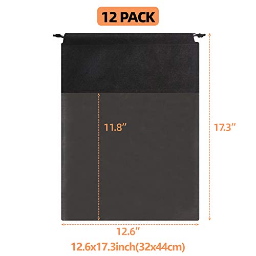 12 Pack Portable Shoe Bags For Travel Large Shoes Pouch Storage Organizer Clear Window With Drawstring For Men And Women Black #TOP1