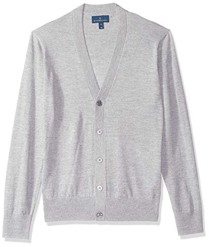 BUTTONED DOWN Men's Italian Merino Wool Lightweight Cashwool Cardigan Sweater, Grey Heather, X-Large