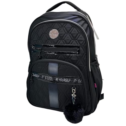 Mochila Escolar Juvenil Feminina Be Yourself It's Cool Kika KK24M26 (Preto)