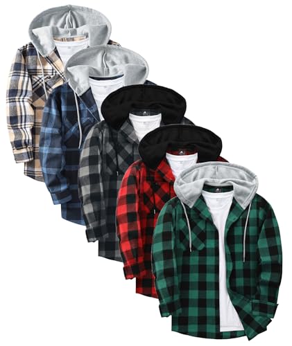 Little Beauty 5 Pack Mens Flannel Shirts Long Sleeve Fall