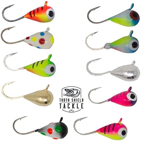 10 Pack 5mm UV Bright Tungsten Ice Fishing Jigs Crappie Perch Bluegill Trout Sunfish Jigs Cover