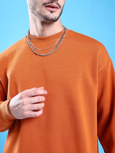 Image of The Indian Garage Co Men Oversized Solid Crew Neck Overhead Sweatshirt