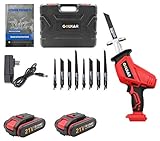 Cordless Reciprocating Saw 21V，Electric Reciprocating Saw Kit With 2 Rechargeable Li-ion...