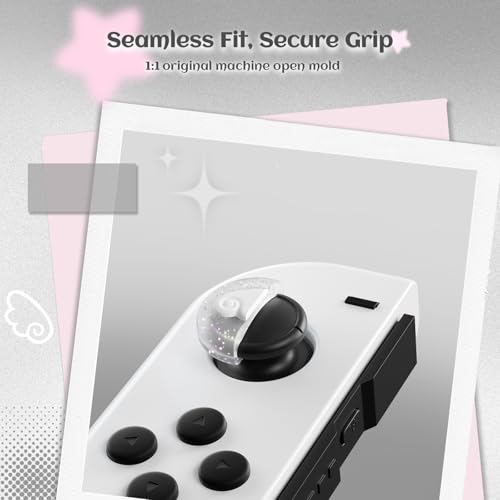 Image of GeekShare 4PCS Silicone Joystick Thumb Grip Caps, Transparent Joystick Cover Compatible with Switch /OLED /Switch Lite - Soap Bubble
