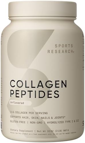 Sports Research Collagen Peptides - Hydrolyzed Type 1 & 3 Collage...