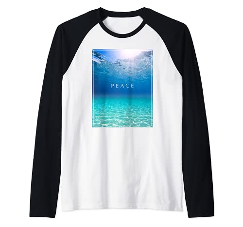 Underwater Ocean Floor Peace Raglan Baseball Tee, Black