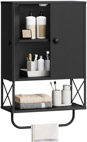 Bathroom Wall Cabinet with 2 Door and Adjustable Shelf, Farmhouse...