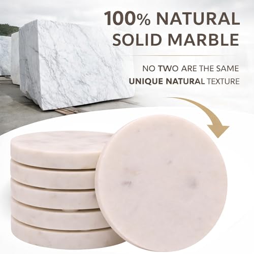 Dessous de verre en marbre blanc poli support verre design table - 4