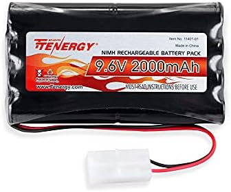 Tenergy 9.6V Flat NiMH Battery Packs for RC Car, High Capacity 8-Cell 2000mAh Rechargeable Battery Pack, Replacement Hobby Battery Pack with Standard Tamiya Connectors