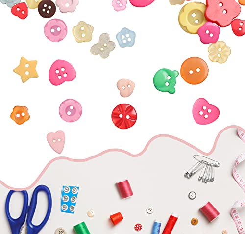 Tnstk Resin Buttons 2 and 4 Holes Assorted for Sewing Crafts DIY Projects Multiform