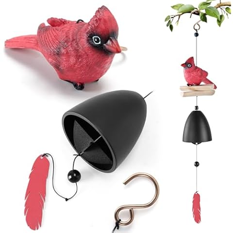 ChuangJie Cardinal Bell Chime,Gifts for Mom/Women/Grandma Birthday Gift,WindChimes for Outside/Indoors, Home, Lawn, Porch, Patio, Garden Decor, Yard Decoration Cover