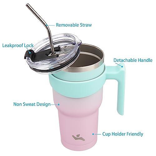 Image of Konokyo 40 oz Tumbler with Handle and Straw, Insulated Travel Mug