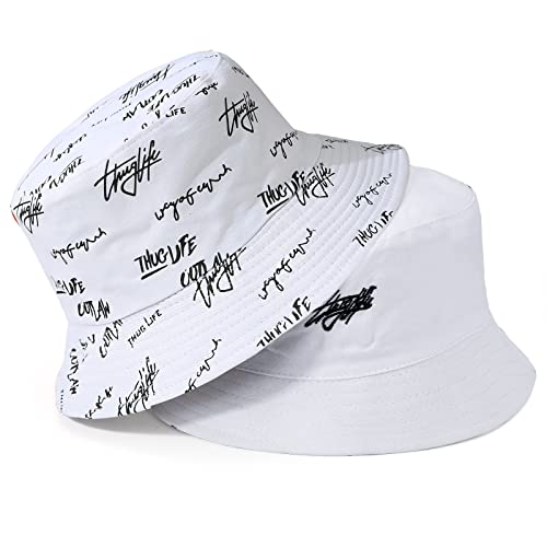 AYPOW Men Womens Reversible Bucket Hat, Bucket Hat Unisex Big Reversible Cotton Fisherman Sun Cap, Double-Side-Wear Cotton Sun Hat for Golf Hiking Outdoor