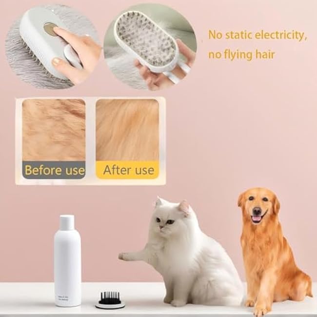 Cat Hair Brush, Dog Hair Brush, Cat Steam Brush, Rechargeable Steam Brush for Cats and Dogs, Skin Friendly Deshedding Grooming Tool for Dogs Cats With Pet Supplies Accessories-N3ZoTq26