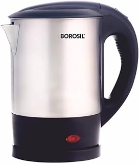 Borosil 1L Eva Cool Touch Stainless Steel Electric Kettle | Made in India | 360° Rotating Base, Auto Cut-Off, Dry Boil Protection | Boil Water for Tea, Coffee & Soup | 1 Year Warranty