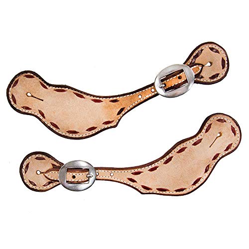 Teskey s Roughout Buckstitch Spur Straps (Light Oil)