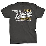 50th Birthday Shirts for Men - Vintage 1972 Aged to Perfection - Racing-Dk. Heather-XL