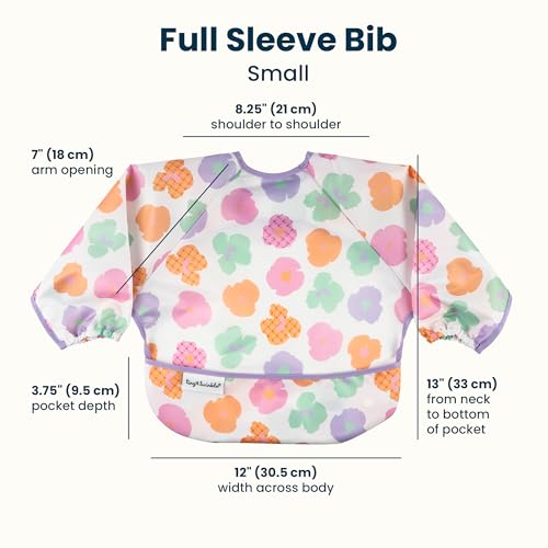Image of Tiny Twinkle Long Sleeve Bib for Babies & Toddlers | Waterproof Smock Bib for Eating | Machine Washable & Mess-Proof Feeding Essentials | Newborn Shower Gift (Floral Pop, 6-24M)