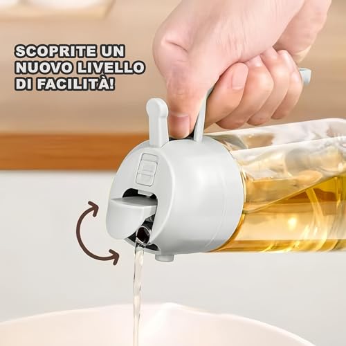 BELLICCIO Set di 2 Dosatore per Olio e Spray Anti-Goccia – 550ml, per Cucina e Ricette Gourmet, Perfetto per Friggitrice ad Aria, Facile da Usare e Pulire