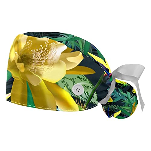 Chapeaux bouffants imprimé cactus JDEZ lot de 2 casquettes de travail pour hommes femmes