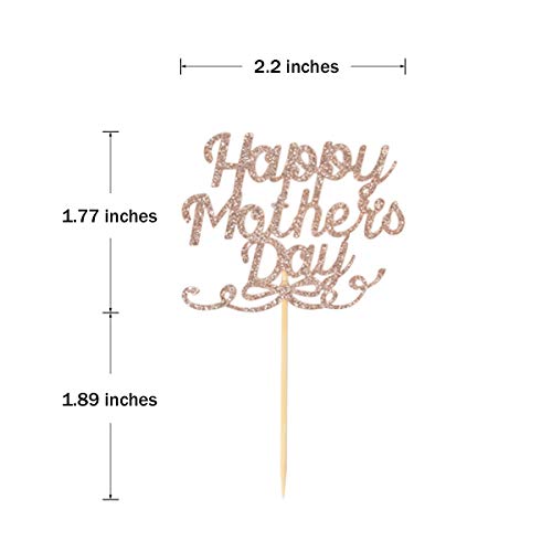 Donoter 48 Pieces Glitter Happy Mothers Day Cupcake Toppers Best Mom Heart Cupcake Picks For Mother's Day Party Cake Decorations #TOP1