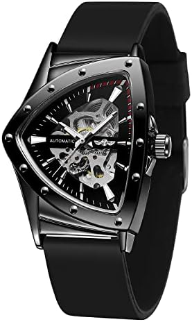 WINNER Orologio scheletrato a triangolo milare per uomo Orologi meccanici automatici sportivi di lusso luminosi Cinturino in acciaio inossidabile dorato  1511