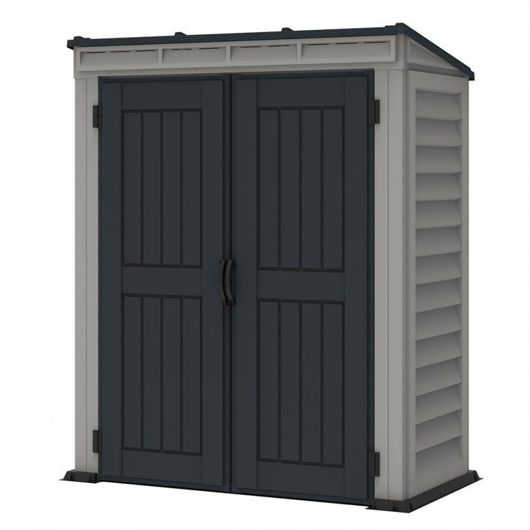 Caseta de jardín de PVC YardMate Pent Plus 170 x 92 cm color gris claro y oscuro