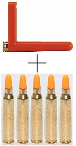 Ultimate Arms Gear .223 5.56 Caliber Rifle Empty Chamber Ejectable Safety Flag Load Indicator Device & Brass Bottom Orange Ammo Shell Round + ST Action Pro Pack Of 5 Inert .223 REM Remington 5.56 NATO Trainer Cartridge Dummy Ammunition with Brass Case AR15 AR-15 M4 M-4 M16 M-16 A1 A2