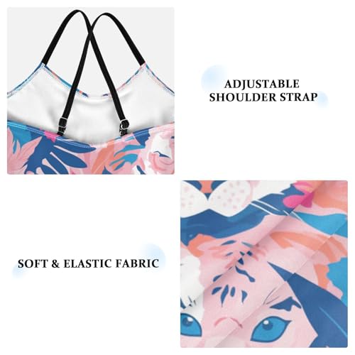 KLL Tigers Print Hawaiian Girls' 1 Piece Swim Suit Summer Swimwear with Adjustable Straps Quick-Dry3