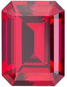 Emerald Shape Chatham Ruby Faceted Gem Grade GEM, 10.00 x 8.00 mm in Size