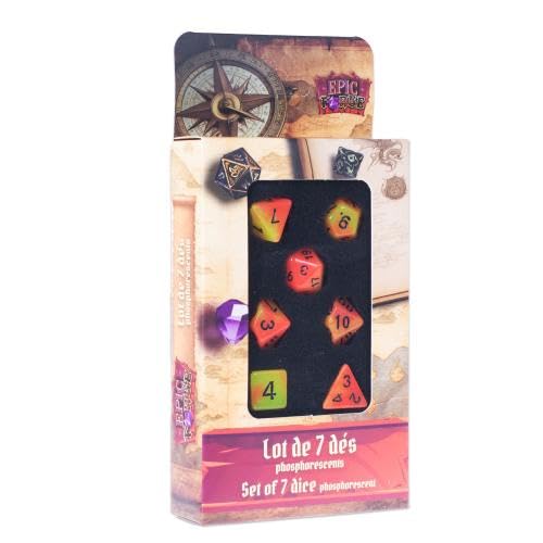 Epic Forge 7 Multiformat Dice - Glow in the Dark Fire