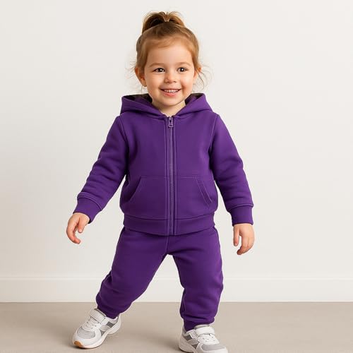 Chichoo Baby Girls Boys Toddler Hoodie Zipper Sweatshirt 2Piece Fall Clothes Sweatpants Jogger Outfits Set2
