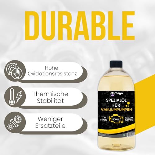 PLANTAWA Vakuumpumpenöl 500 Ml | Vielseitig Einsetzbar Für Vakuumpumpen. Ideal Für Vakuumpumpen In Klimaanlagen, Vakuumpumpen, Drehkolbenpumpen, Usw. Stark Und Stabil, Schutz Und Widerstandsfähigkeit