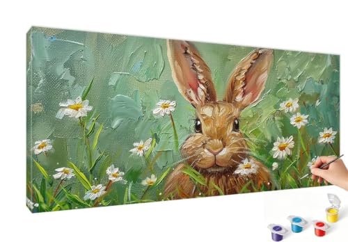 Peinture par numéro adulte lapin 40x80cm art et activité manuelle acrylique