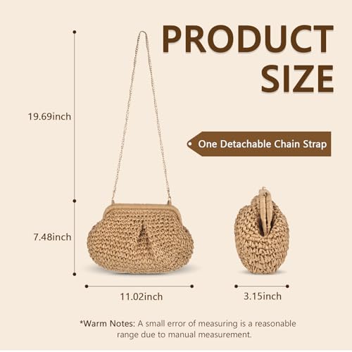 Straw Dumpling Purse Set for Women - Cloud Woven Clutch with 2 Pairs Earring, Summer Beach Vacation Crossbody Bag with Strap2