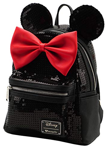 image for Loungefly Disney Minnie Mouse Black Sequin Womens Double Strap Shoulde