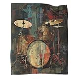 VFKLZCNYR Schlagzeug-Set, kuschelige, flauschige Decke, Kissen, ultraweiches Mikro-Fleece, weich und warm, 3D-Druck, Flanell-Decke, für Sofa, Bett, Weihnachten, Geburtstag, 150 x 200 cm