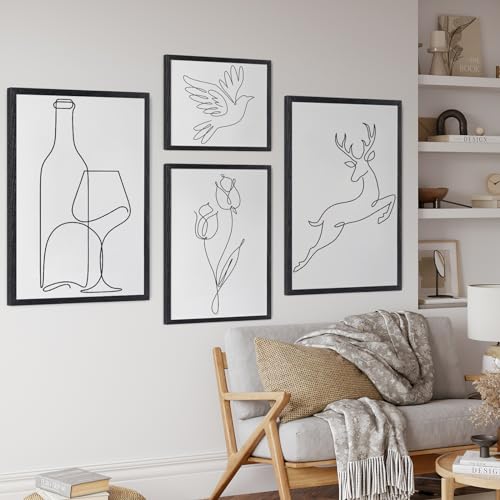 puthiac 16x24 Black Oak Wood Picture Frame - Minimalist 16x24 Poster Frame, 16"x24" Frame Wood, Natural Solid Wooden Picture Frames for Wall Art Photo and Prints (3 Pack, Black)