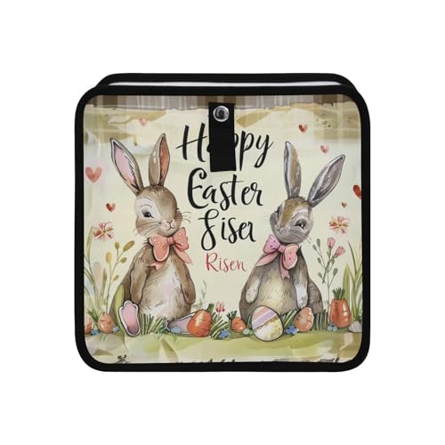 Image of Car Trash Can Organizer Bin with Adjustable Strap for Back Front Seat Console Waterproof Leakproof Collapsible Portable 8.66 Inch Happy Easter Bunny Carrot