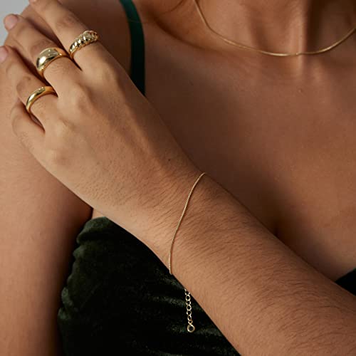 Tasiso Gold Bracelets For Women 14K Gold Box Chain Link Bracelet Simple Dainty Layering Gold Chain Bracelet Everyday Stackable Handmade Jewelry Gifts #TOP2