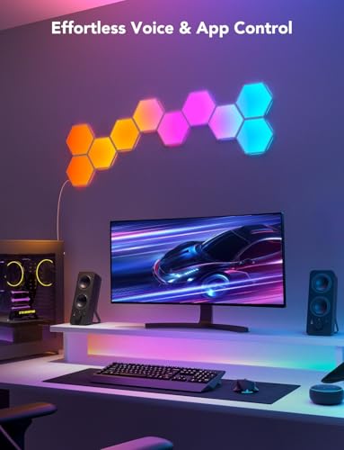 Paneles de luz modulares Glide Hexa: pack de expansión de 2 paneles LED de pared 7