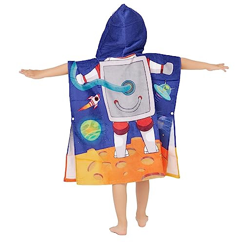 100% Cotton Hooded Towel For Toddlers 2-6 Years Boys Girls Kids Bath Pool Beach Towel Soft Absorbent Beach Poncho Little Astronaut #TOP3
