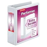 Cardinal 3 Ring Binder, 3 Inch Performer ClearVue Binder, Round Rings, 625-Sheet Capacity, Customizable ClearVue Covers, PVC-Free, White (67524)