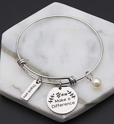 Beeshion Thank You Gifts You Make a Difference Bracelet Stainless Steel Charm Volunteer Appreciation Jewelry Gift for Employee/Mentor/Doctor4